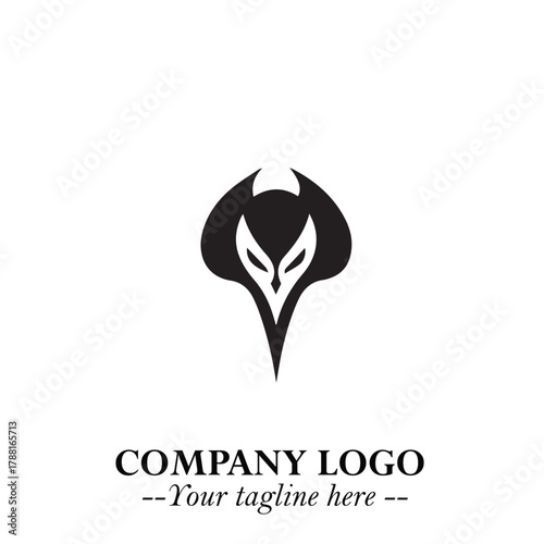 Head of Vampire Logo Symbol in Black on the White Background with Gothic Horror Vector Design