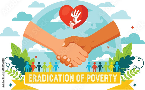 Diverse hands unite to eradicate poverty on October 17th, showing compassion and global partnership for a better future filled with hope and support