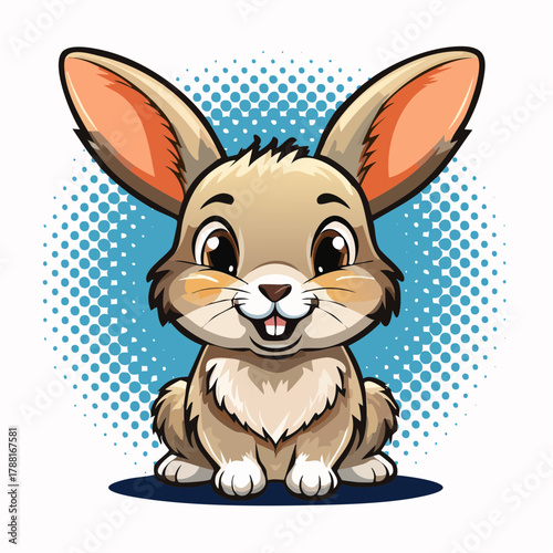 niedliches kleines Häschen mit großen Augen - Cartoon Comic Stil