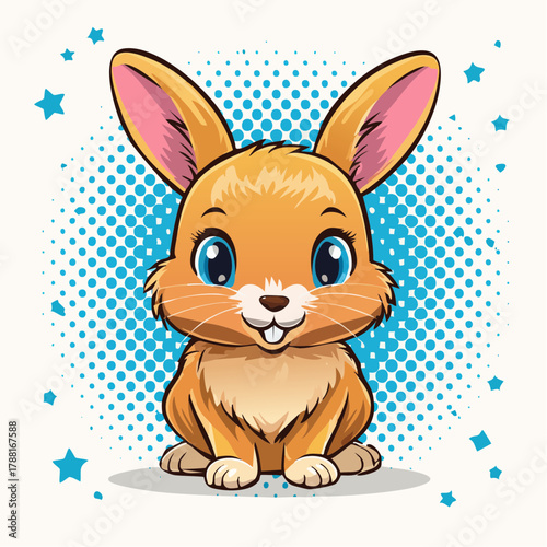niedliches kleines Häschen mit großen Augen - Cartoon Comic Stil