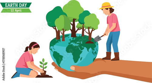 Celebrate Earth Day by planting trees and nurturing our planet for a greener future, inspiring environmental awareness and sustainable living together
