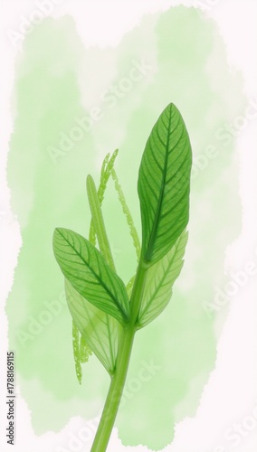 Digital watercolor illustration featuring an abstracted green texture with loose brushstrokes on a whitedigital paper background