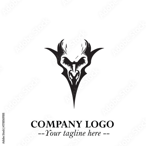 Head of Vampire Logo Symbol in Black on the White Background with Gothic Horror Vector Design