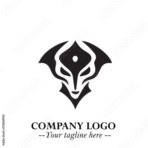 Head of Vampire Logo Symbol in Black on the White Background with Gothic Horror Vector Design
