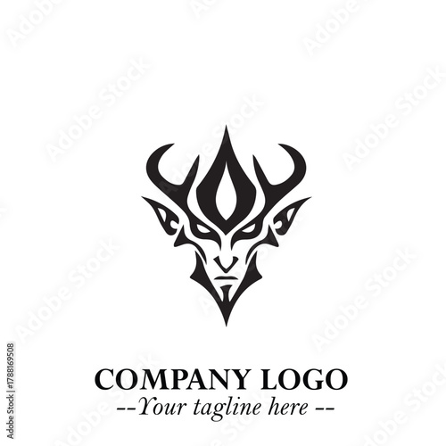 Head of Vampire Logo Symbol in Black on the White Background with Gothic Horror Vector Design