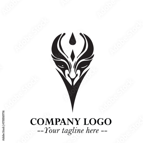 Head of Vampire Logo Symbol in Black on the White Background with Gothic Horror Vector Design