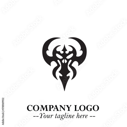 Head of Vampire Logo Symbol in Black on the White Background with Gothic Horror Vector Design