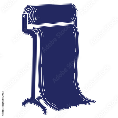 Roll of Fabric on Vintage Stand Textile Display for Retail Fabric Store Material Sample