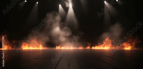 Dramatic Fiery Glow on Empty Concrete Background