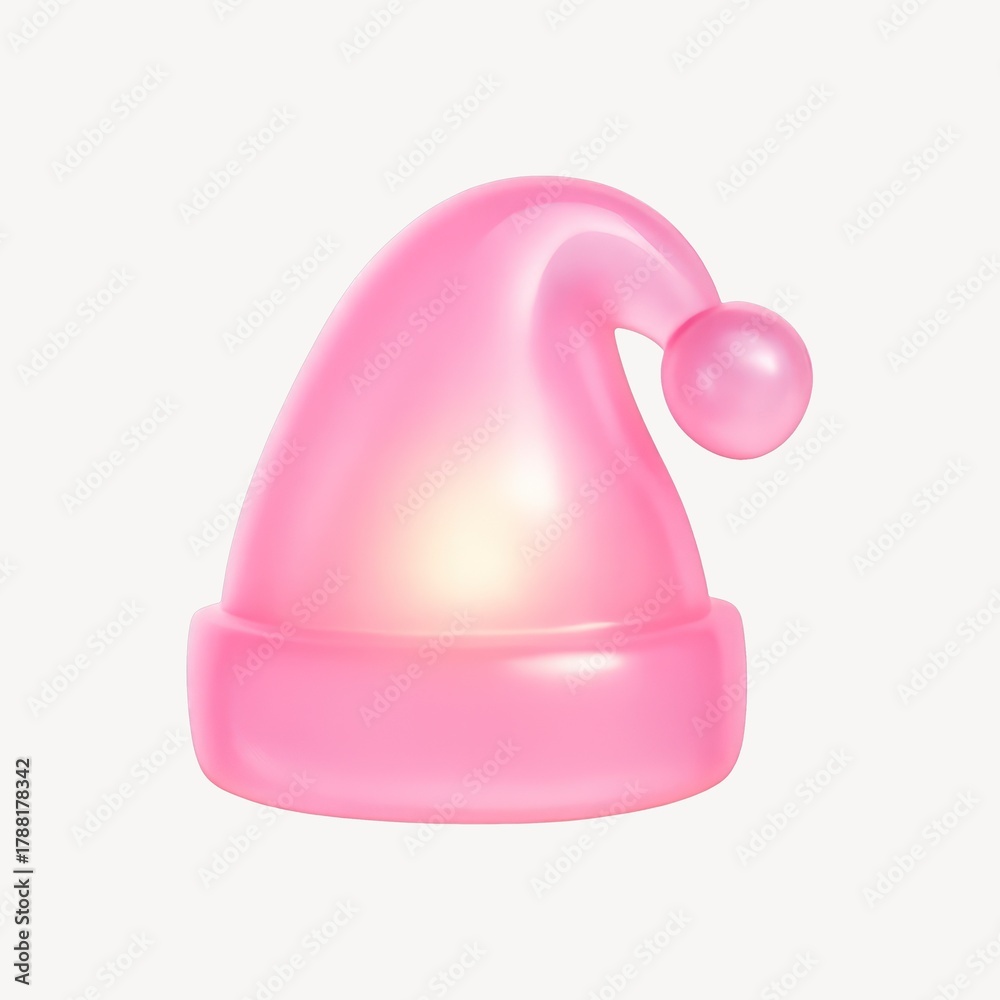 Fototapeta premium Glossy pink Santa hat illustration.