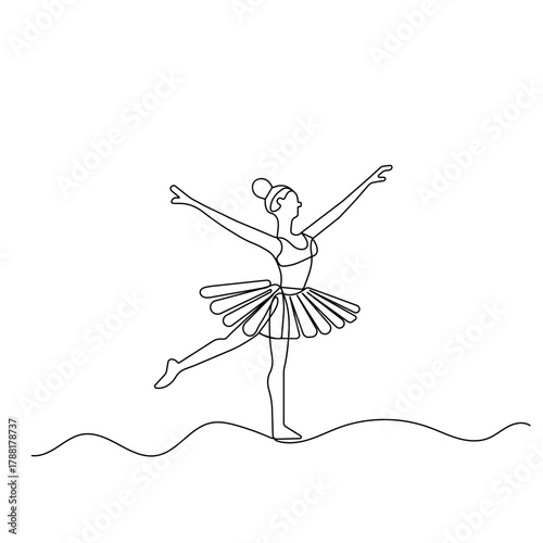 Ballet dancer   icon   continuous one line drawing of outline vector illustration