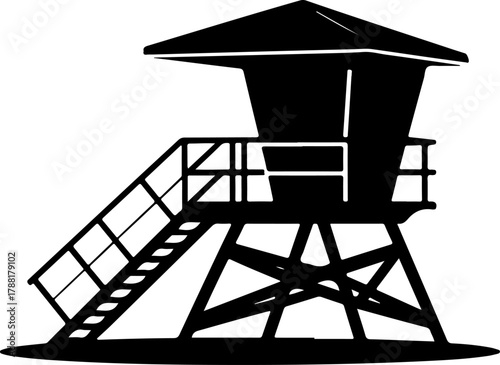 lifeguard tower silhouette vector illustration