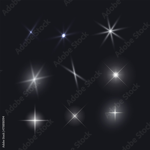 Collection of Realistic Light Flares and Starbursts Vector format