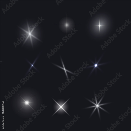 Collection of Realistic Light Flares and Starbursts Vector format