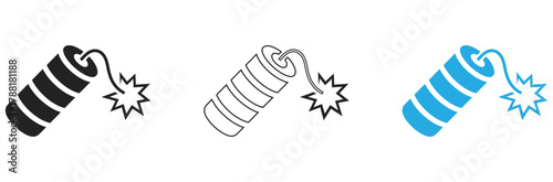 Explosive dynamite stick with burning fuse and spark, symbolizing danger, power, and sudden impact for impactful design concepts