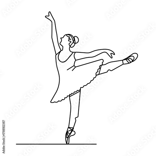 Ballet dancer   icon   continuous one line drawing of outline vector illustration