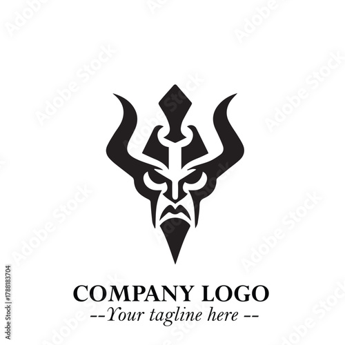 Head of Vampire Logo Symbol in Black on the White Background with Gothic Horror Vector Design
