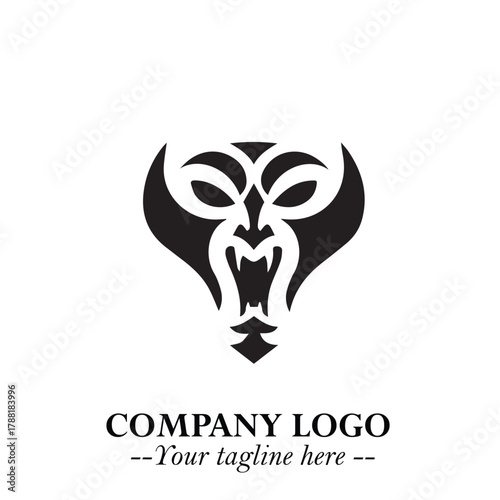 Head of Vampire Logo Symbol in Black on the White Background with Gothic Horror Vector Design