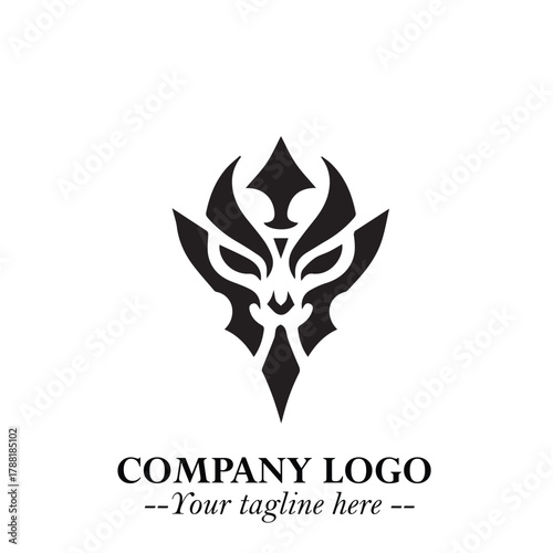 Head of Vampire Logo Symbol in Black on the White Background with Gothic Horror Vector Design