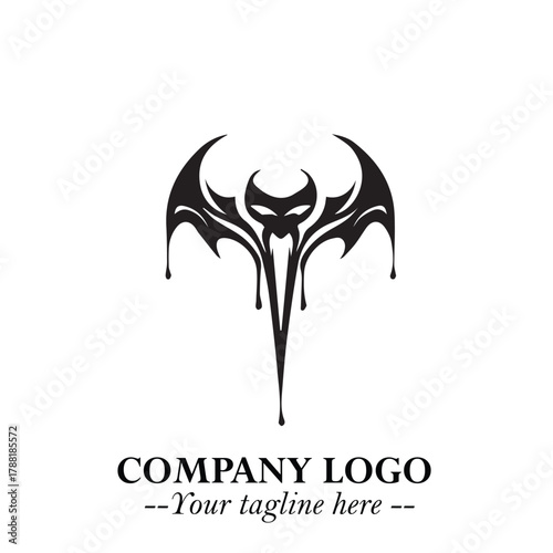 Head of Vampire Logo Symbol in Black on the White Background with Gothic Horror Vector Design