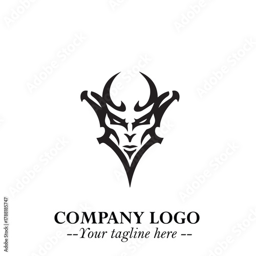 Head of Vampire Logo Symbol in Black on the White Background with Gothic Horror Vector Design