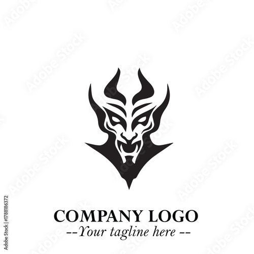 Head of Vampire Logo Symbol in Black on the White Background with Gothic Horror Vector Design