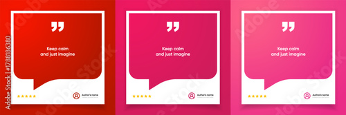 3D bubble testimonial banner, quote, infographic. Social media post template designs for quotes. Empty speech bubbles, quote bubbles and text box. Vector Illustration EPS10.