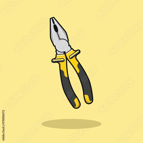 simple cartoon illustration of yellow pliers