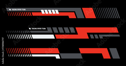 New modern style of car decal, stripes, vinyl, and sticker. Car side graphic design. Set of elegant automobile decoration.