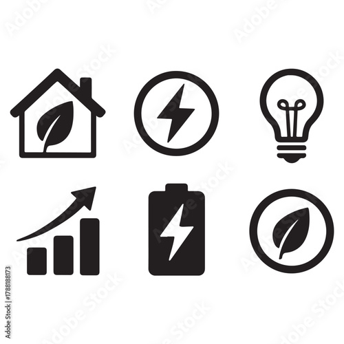 Efficiency energy outline icon set