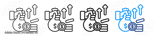 Net Income Icon Different Style Outline Collection Set.