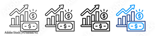 Capital Gain Icon Different Style Outline Collection Set.