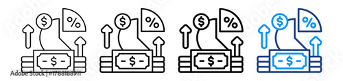Profit Margin Icon Different Style Outline Collection Set.