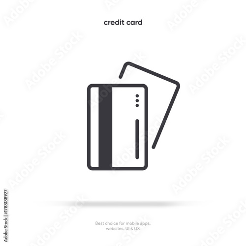Credit card thin line icon on the white background. Money, pay, payment, cash operations, currency, exchange, savings, bank cards, currency, banking icons
