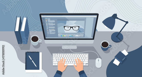 Designer workspace vector illustration perfect for website content and graphic designs showcasing