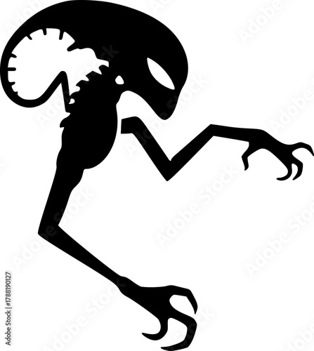 Mysterious alien silhouette illustration for cosmic and galaxy concept