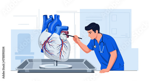 Doctor Explaining Heart Anatomy: Educational Medical Illustration for Health and Wellness