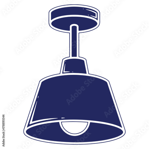 Icon of a Stylish Blue Pendant Light Fixture Shining Brightly and Modern Design Illustration