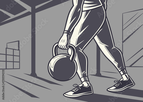 Athlete Holding Kettlebell