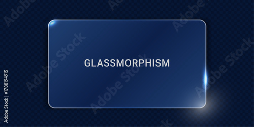 3D glass box in glassmorphism style with frosted transparent lens, glowing border frame, and sleek abstract design. Perfect for tech, web, creative projects, and modern vector illustration concepts.