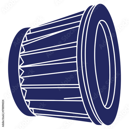 Illustration of a traditional Indian percussion instrument named djembe with a white outline on a plain background