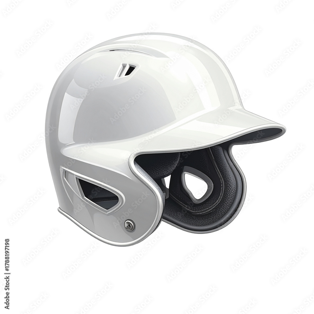 Fototapeta premium White Baseball Helmet Isolated on Black Background