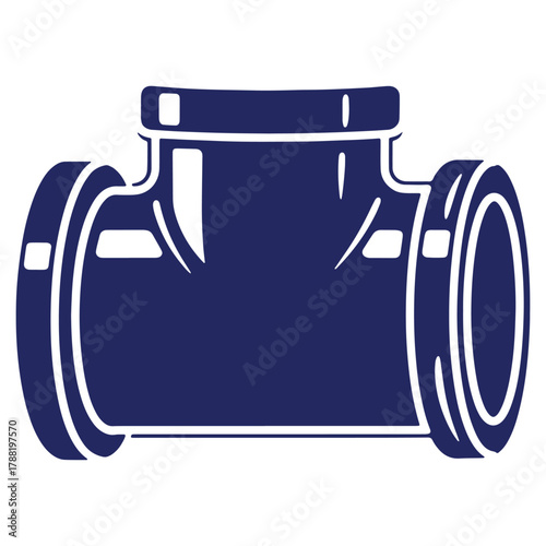 Isolated Blue Pipe Fitting for Plumbing and Industrial Applications on White Background Vector Illustration