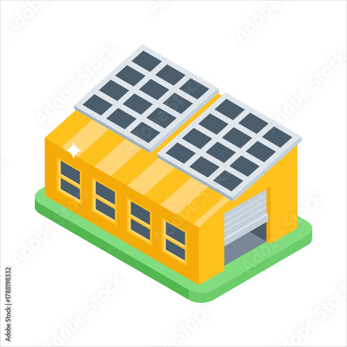 Eco building isometric vector design in modern style, premium vector