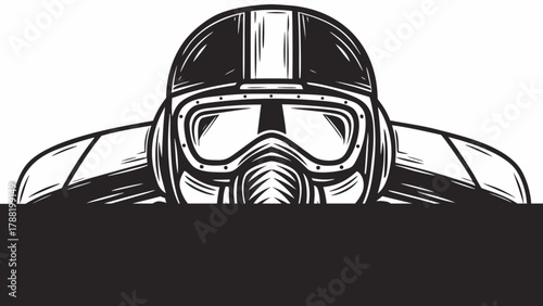 Striking illustration of a firefighter in full protective gear ready for action and emergency response