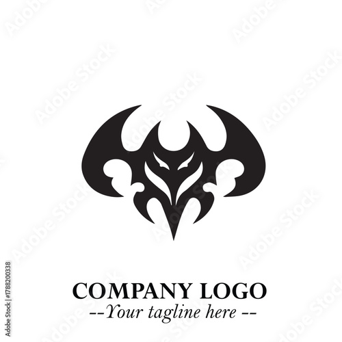 Head of Vampire Logo Symbol in Black on the White Background with Gothic Horror Vector Design