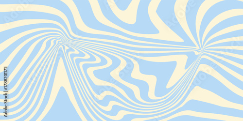 Abstract horizontal background with colorful waves. Trendy vector illustration in style retro 60s, 70s. Pastel colors.eps10