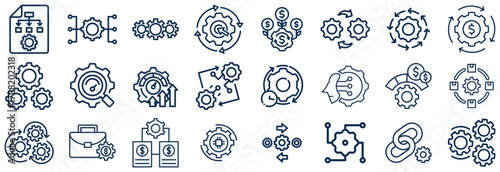 Collection of Business Process and Workflow Icons with Gears