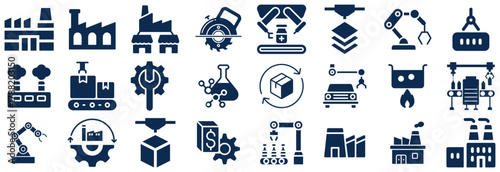 Industrial Icons Factories, Robots, and Manufacturing Processes
