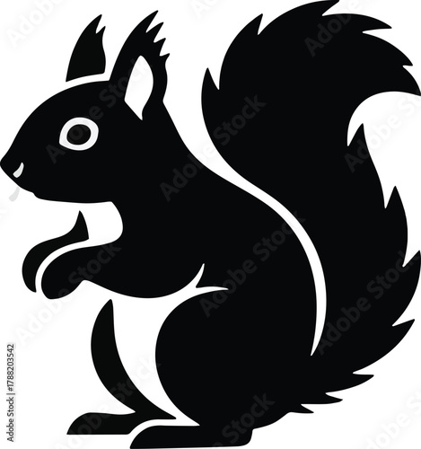 Red Squirrel Silhouette Vector EPS: Sciurus vulgaris Wildlife Icon 